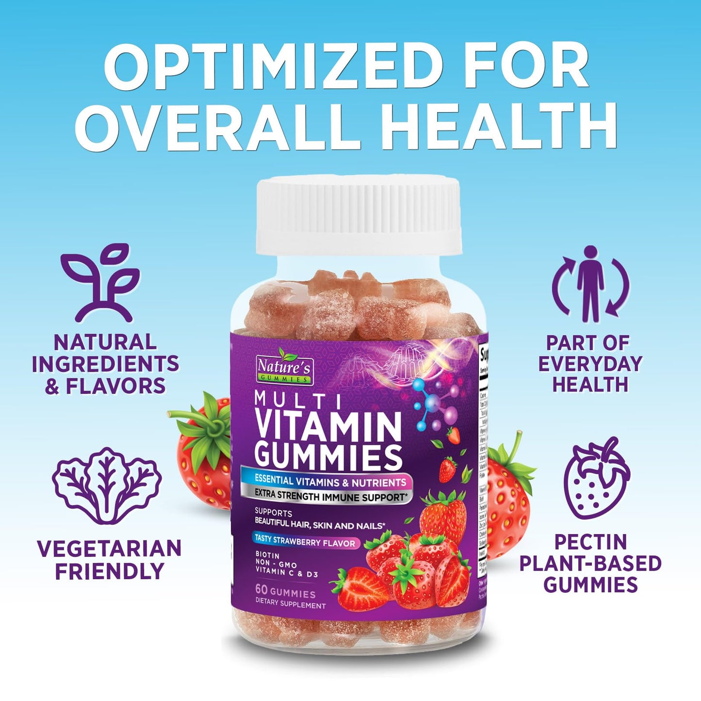 Multivitamin Gummies for Adults - Immune Support for Men & Women | 60 Gummies