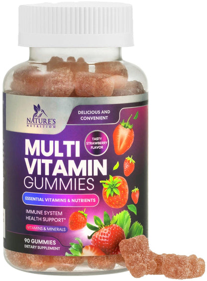 Multivitamin Gummies for Adults – Immune Support (A, C, D, B12) 90 Gummies
