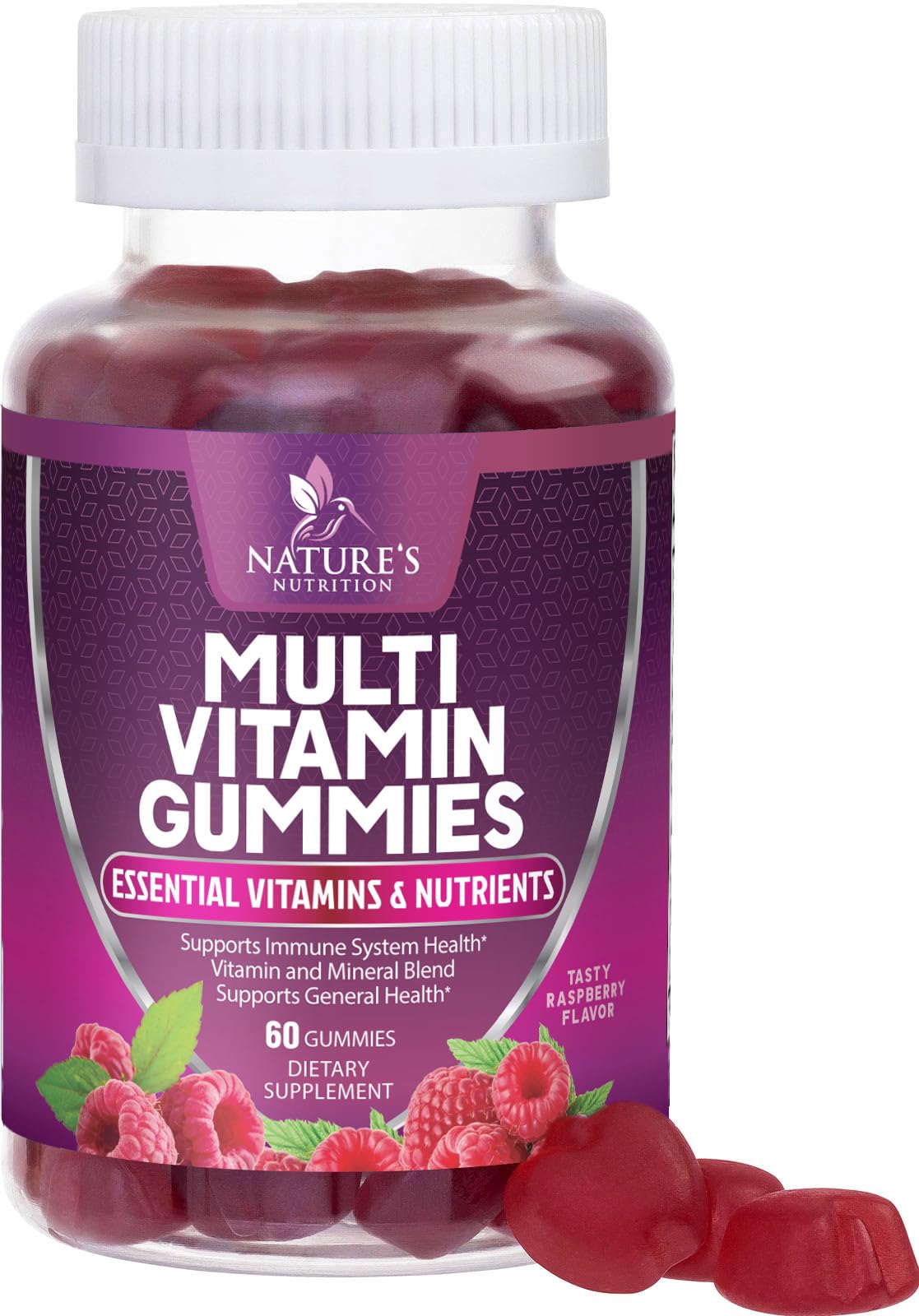 Multivitamin Gummies for Adults – Vitamins A, C, D & B12 | For Women & Men | Nature's Multi VIT Vitamin (60 Gummies)