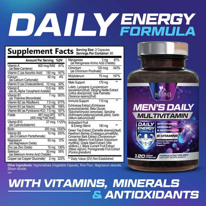 Multivitamin for Men – Immune Health Support | 120 Capsules | Non-GMO