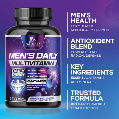 Multivitamin for Men – Immune Health Support | 120 Capsules | Non-GMO