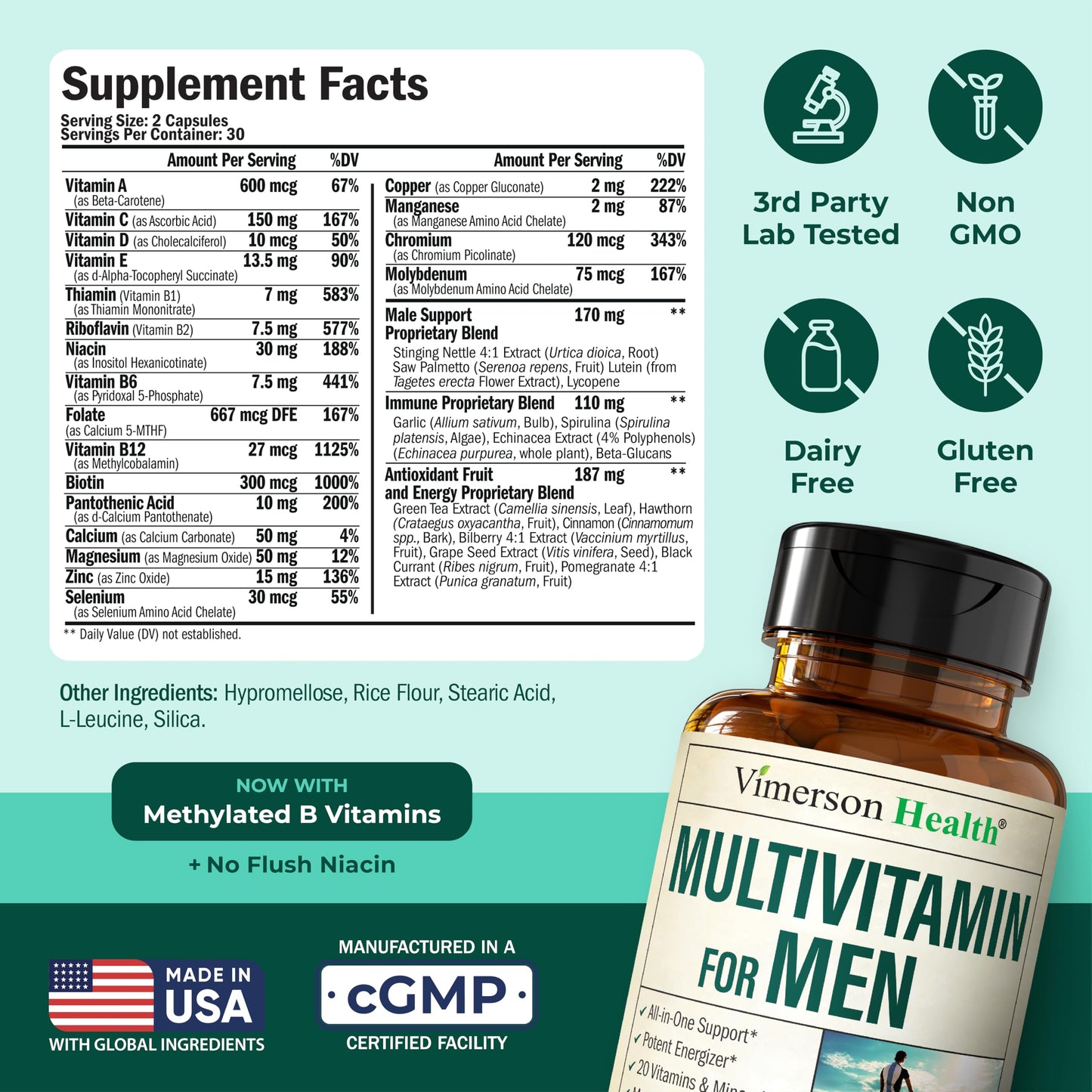 Multivitamin for Men – Methylated Mens Multivitamins & Multiminerals Capsules | High Potency, Bioavailable Vitamins