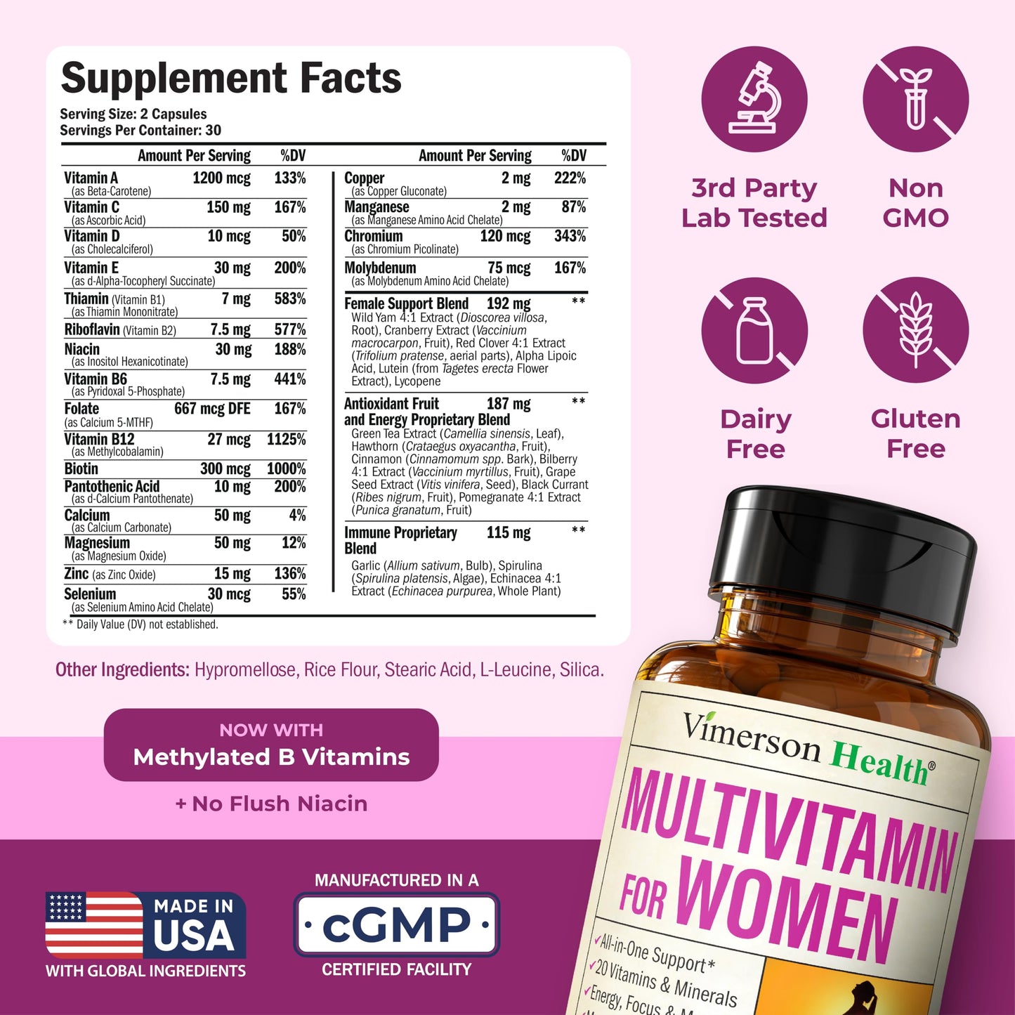 Multivitamin for Women - Methylated Vitamins & Minerals for Daily Support