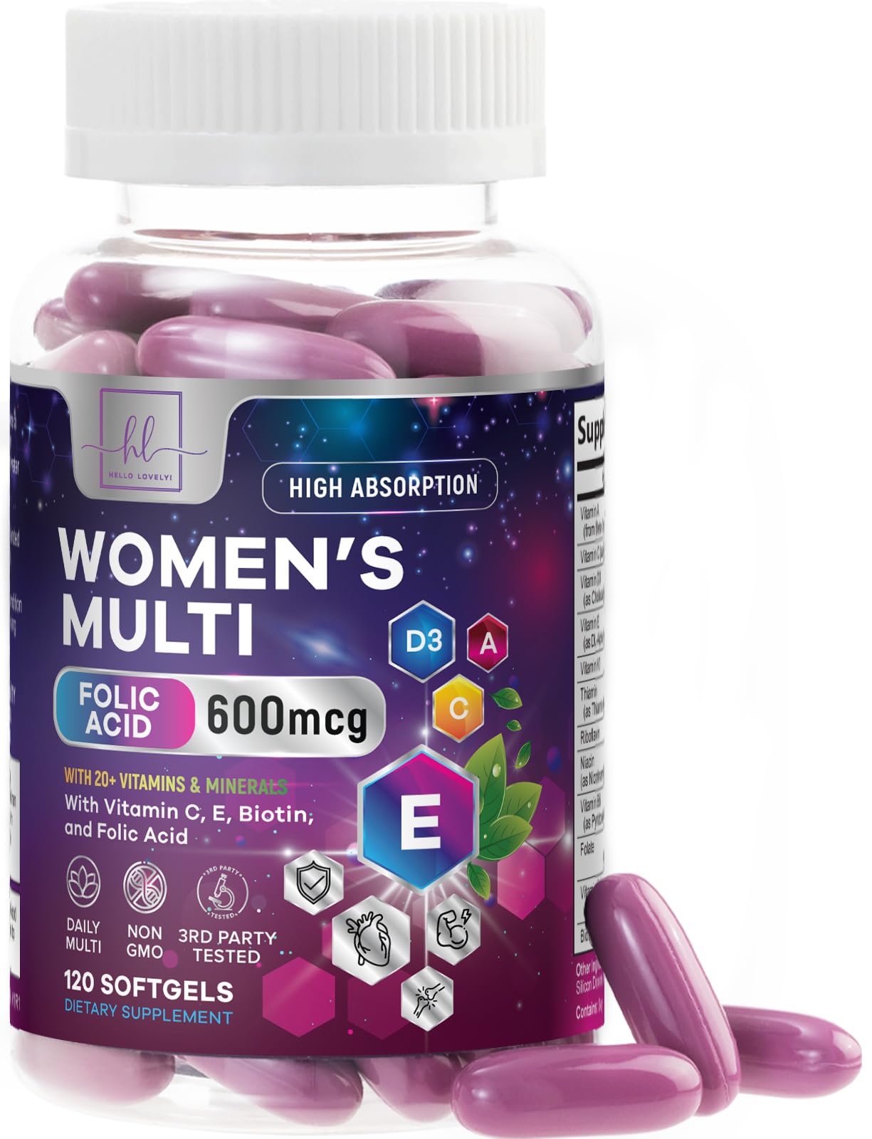 Multivitamin for Women - Daily Women's Multivitamins with Biotin (120 Softgels)