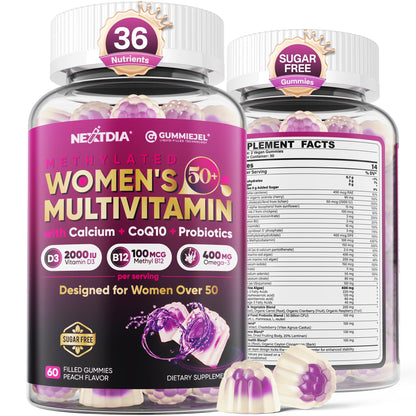 Multivitamin for Women 50+ Gummies – Vegan, Sugar Free, Omega-3, D3 K2, CoQ10