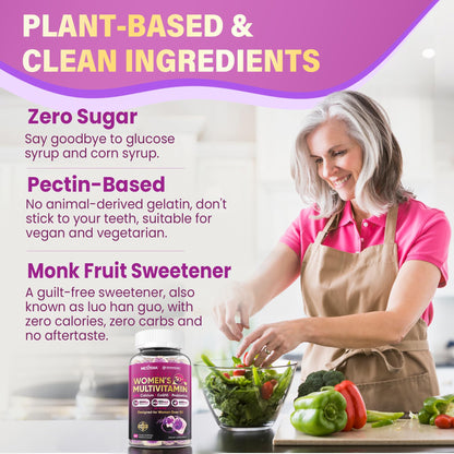 Multivitamin for Women 50+ Gummies – Vegan, Sugar Free, Omega-3, D3 K2, CoQ10