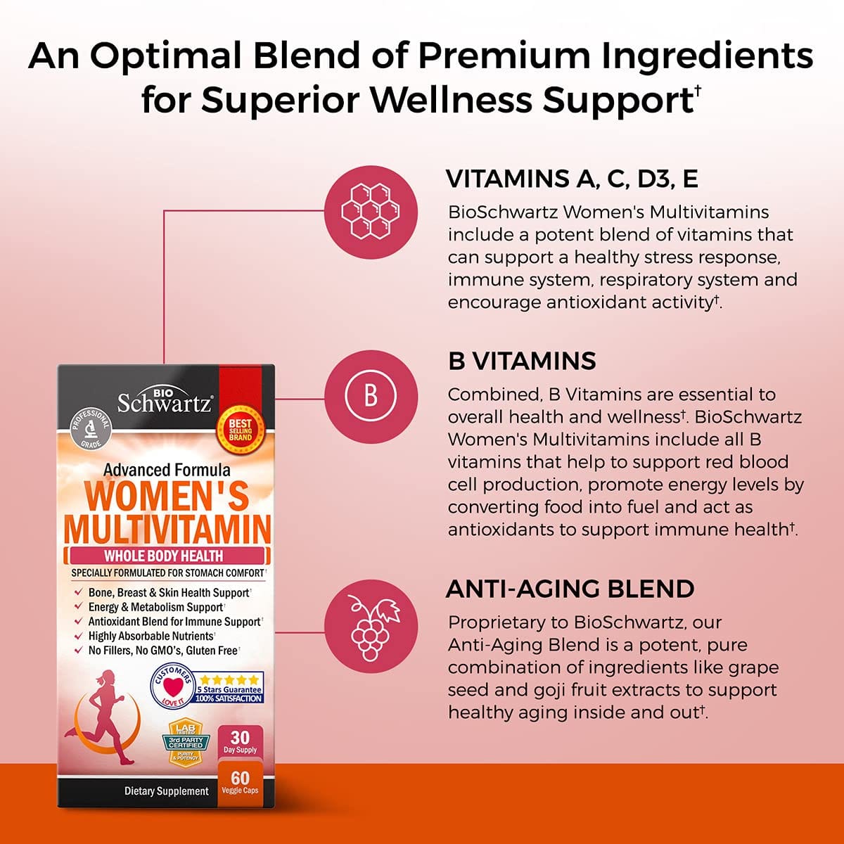 Women's Multivitamin with Vitamin D3 - Immunity & Joint Support - 60 Ct