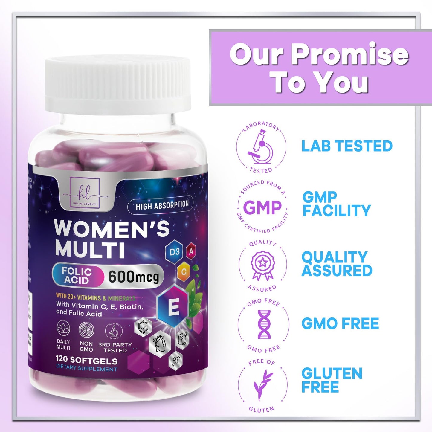 Multivitamin for Women - Daily Women's Multivitamins with Biotin (120 Softgels)