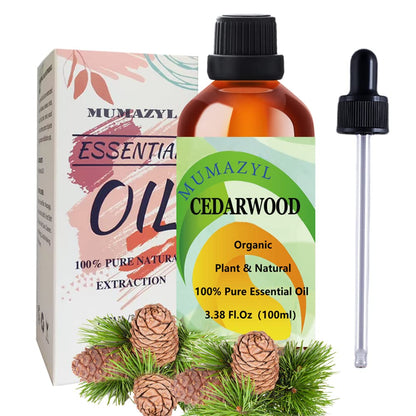 MUMAZYL Cedarwood Essential Oil – 100% Pure Cedarwood Oil (100 ml) for Diffusers, Candles, Soaps | Gift Set