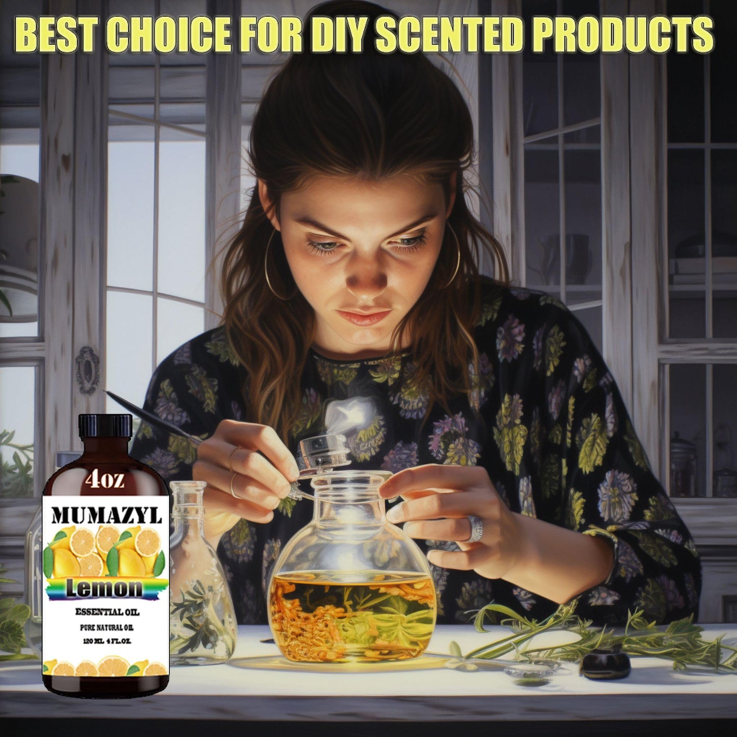 MUMAZYL Lemon Essential Oil - 4oz (120 ml) Amber Glass Bottle with Dropper