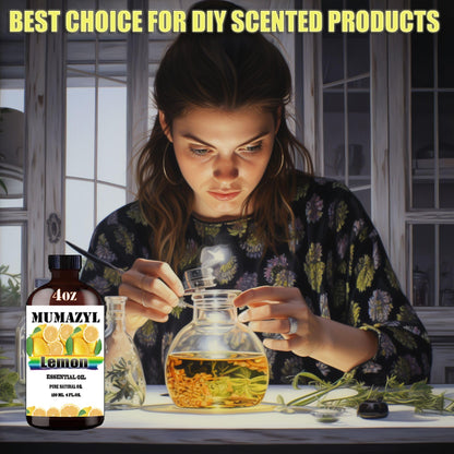MUMAZYL Lemon Essential Oil - 4oz (120 ml) Amber Glass Bottle with Dropper