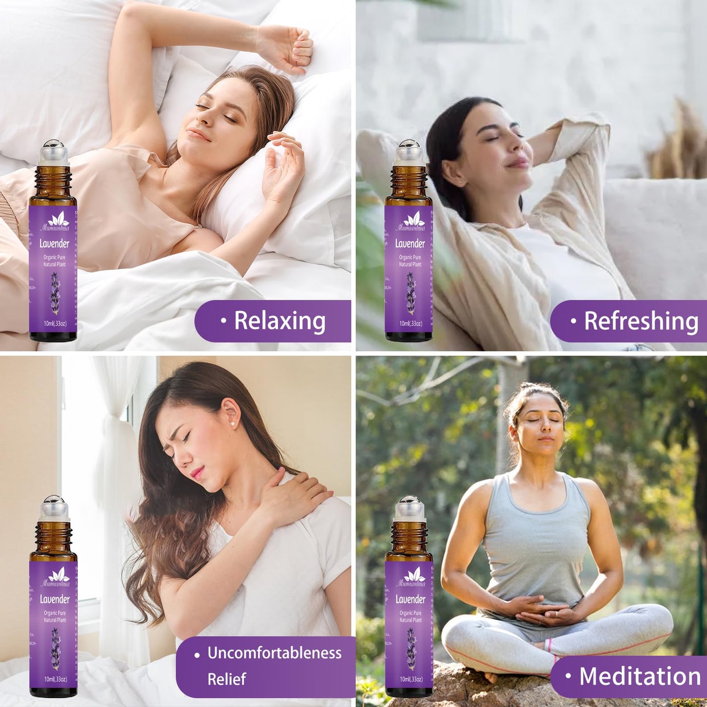 Lavender Essential Oil Roll On – Mumianhua 0.33oz | Therapeutic Aromatherapy
