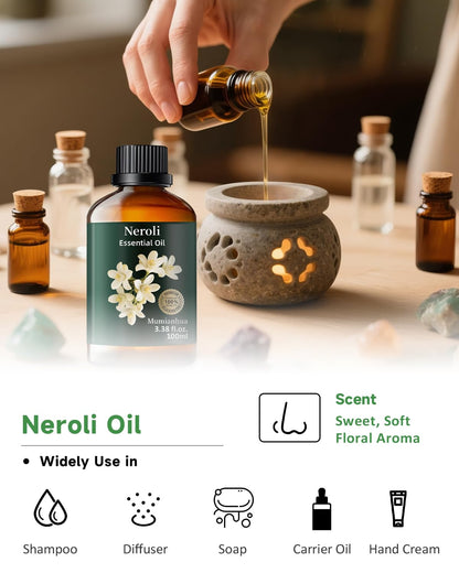 Mumianhua Neroli Essential Oil 100% Pure Therapeutic Grade - 3.38 fl oz