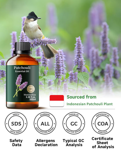 Pure Patchouli Essential Oil – Outdoor Shield & Natural Protective Blends (3.38 Fl Oz)