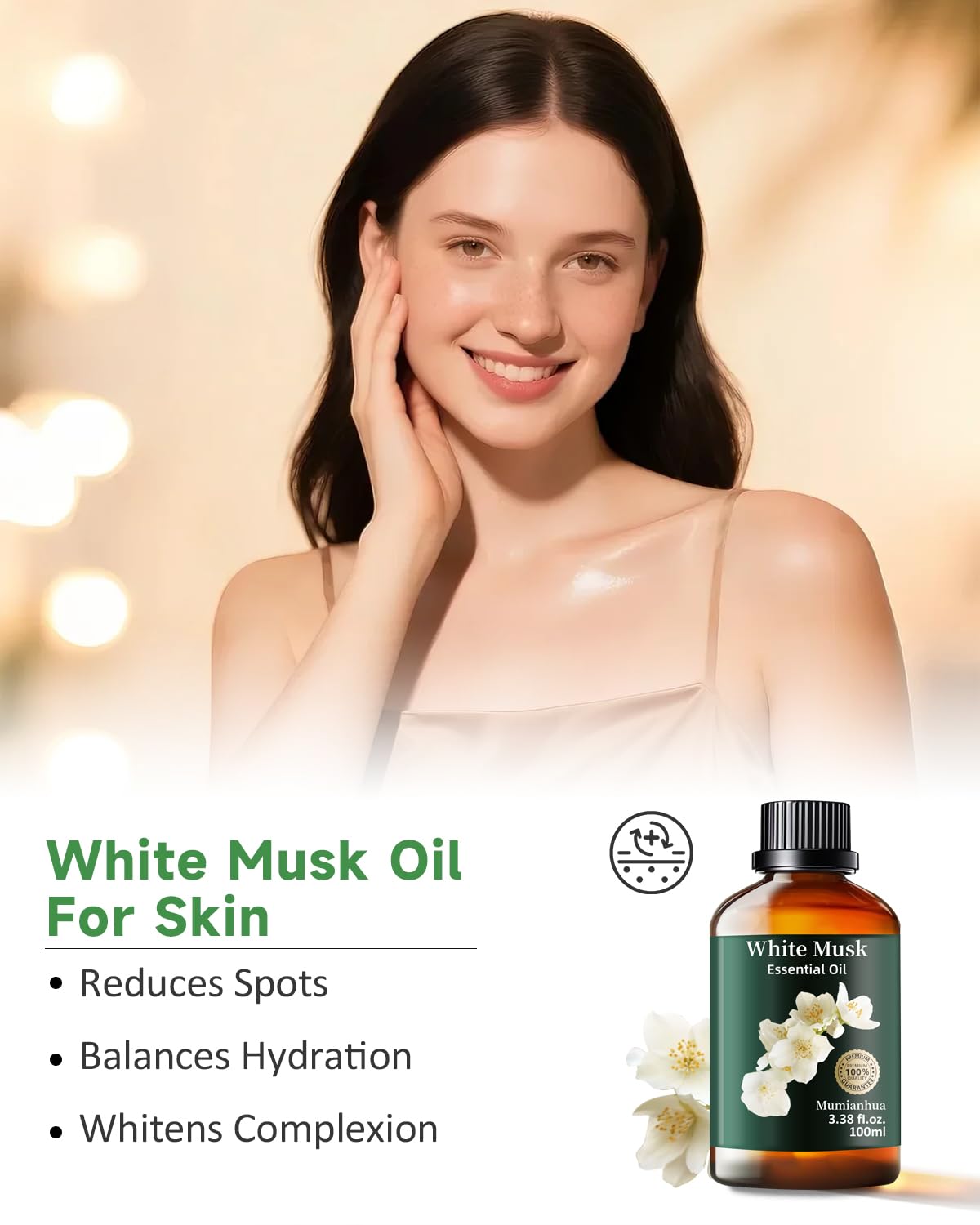 Mumianhua White Musk Oil 100% Pure – Therapeutic Grade Essential Oil for Diffusers, Skin & Body Care (3.38 fl oz)