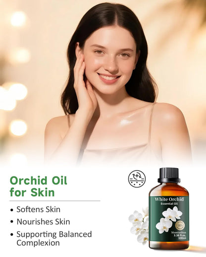 Mumianhua White Orchid Essential Oil 100ml – Therapeutic Grade for Diffuser, Skin & Candles