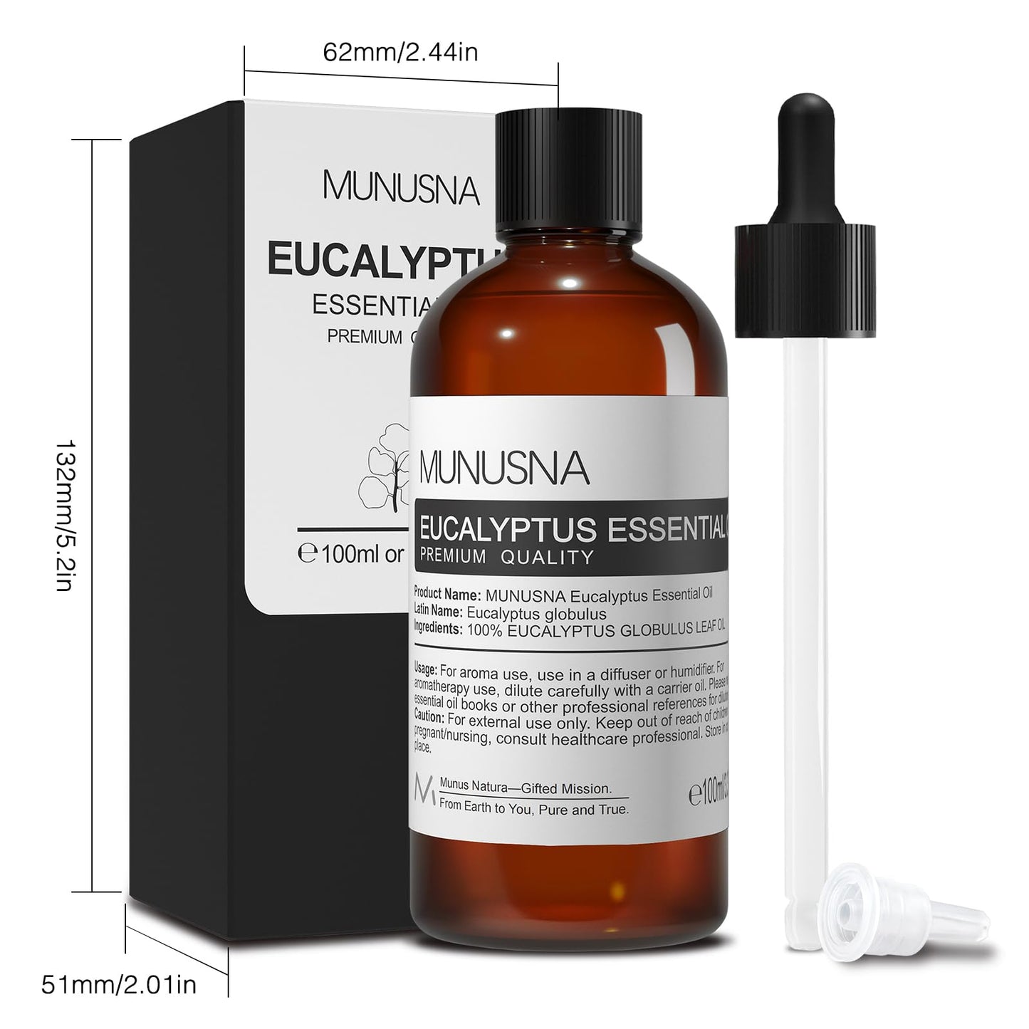 MUNUSNA Eucalyptus Essential Oil – Premium Grade, 100ML, 100% Natural