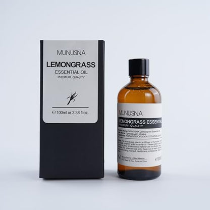 MUNUSNA Lemongrass Essential Oil 100% Natural – 100ML Premium Aromatherapy