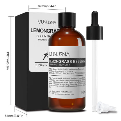 MUNUSNA Lemongrass Essential Oil 100% Natural – 100ML Premium Aromatherapy