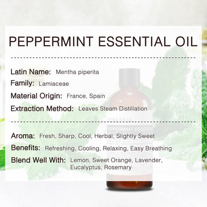 MUNUSNA Peppermint Essential Oil 100% Pure & Natural - 100ML | Aromatherapy, Diffuser, Skin & Hair Care