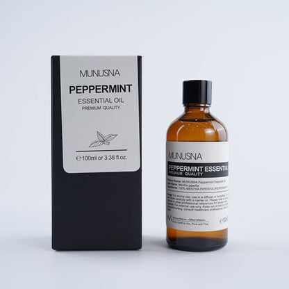 MUNUSNA Peppermint Essential Oil 100% Pure & Natural - 100ML | Aromatherapy, Diffuser, Skin & Hair Care