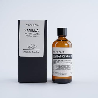 MUNUSNA Vanilla Essential Oil – 100% Natural & Pure (100ml) for Skin Care & Aromatherapy