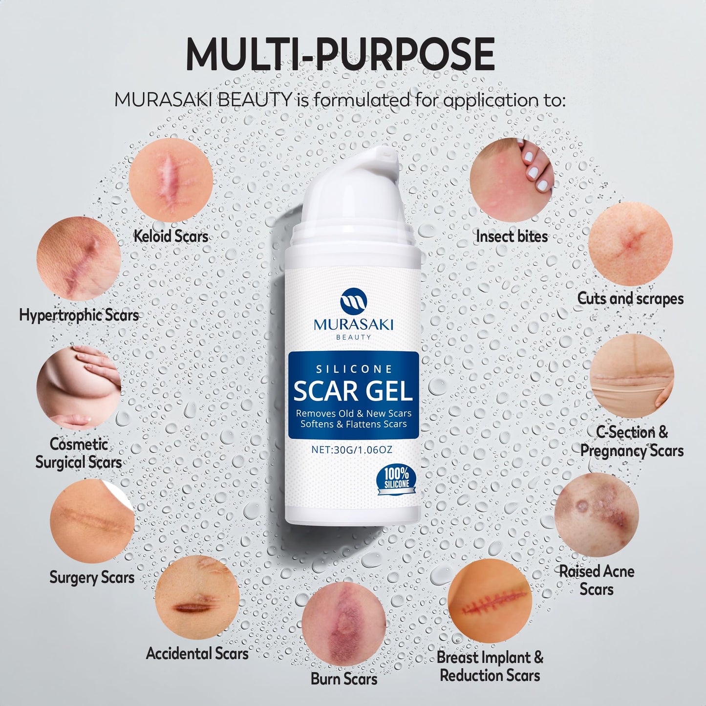 MURASAKI BEAUTY 100% Silicone Scar Gel – Maximum-Strength Scar Cream