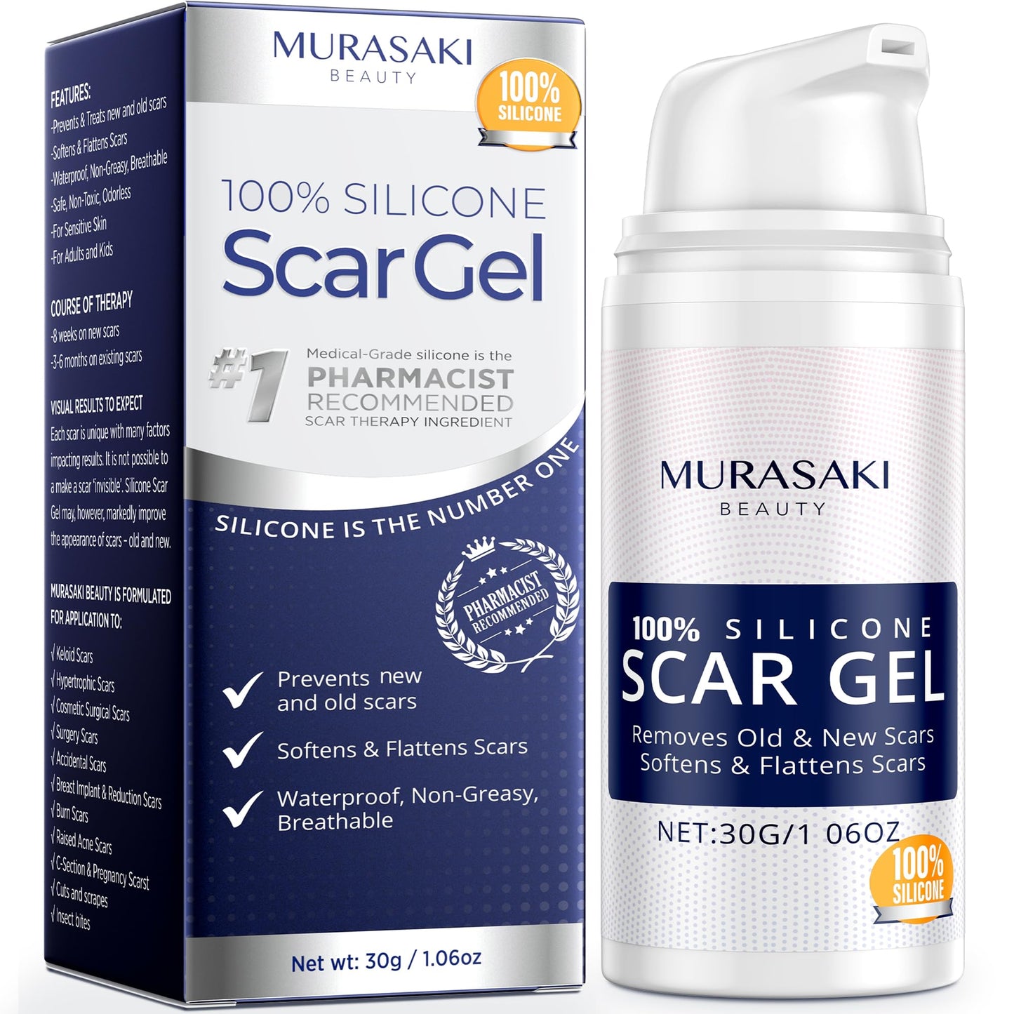 MURASAKI BEAUTY 100% Silicone Scar Gel – Maximum-Strength Scar Cream