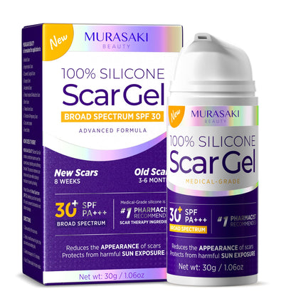 MURASAKI BEAUTY Silicone Scar Gel SPF 30 – Medical-Grade Scar Cream (1.06oz)