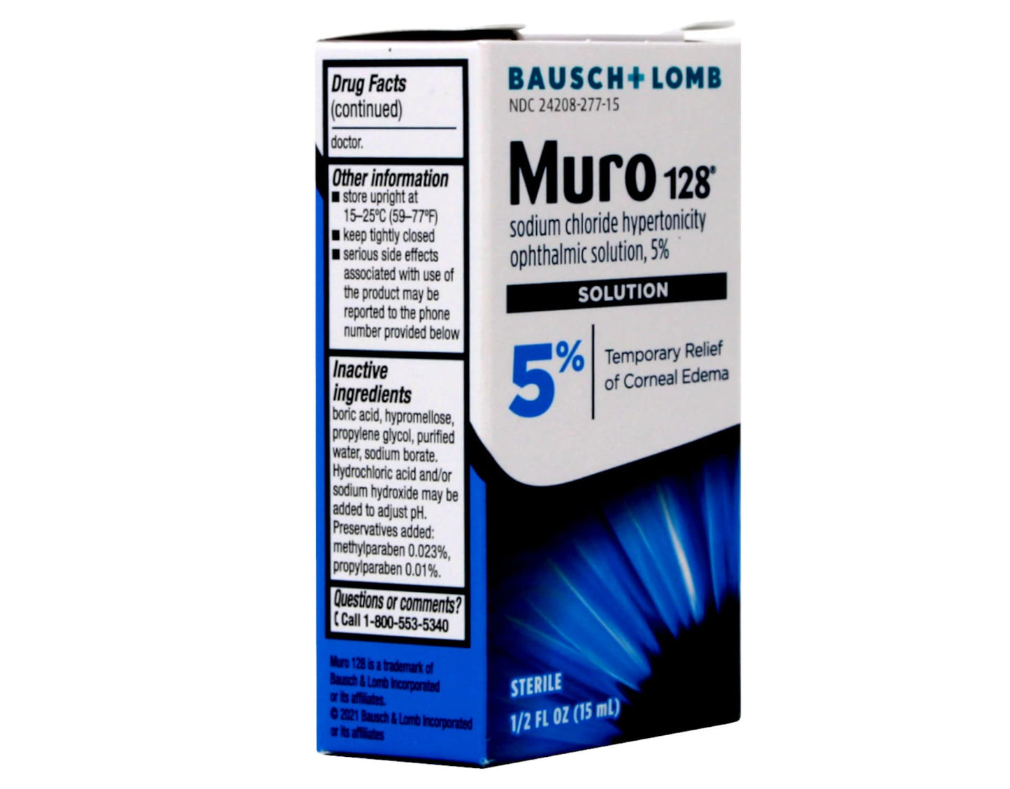 Bausch and Lomb Muro 128 Ophthalmic Solution 5% 15 mL – Temporary Relief of Corneal Edema (1 Box)