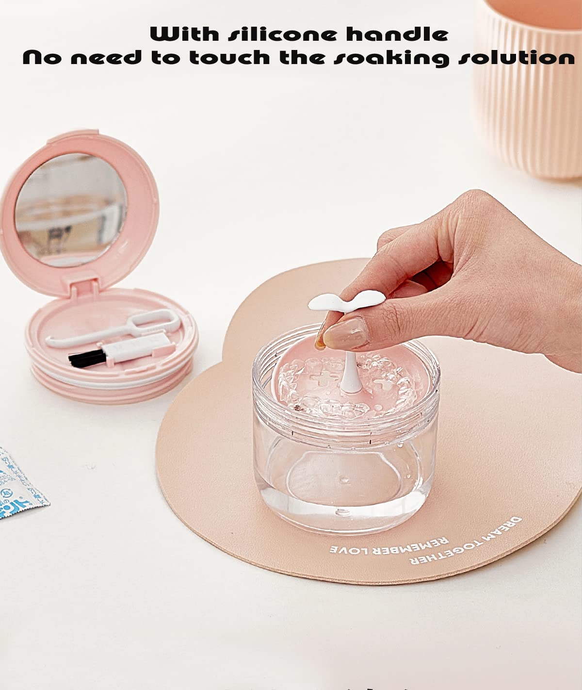 MURRI&MURRDI Pink Retainer Mouth Guard Soak Container – Denture Bath Case with Strainer