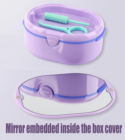 MURRI&MURRDI Retainer Case – Purple Denture Bath Box with Strainer Basket
