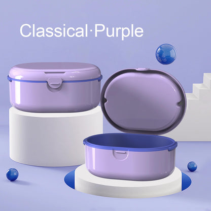 MURRI&MURRDI Retainer Case – Purple Denture Bath Box with Strainer Basket