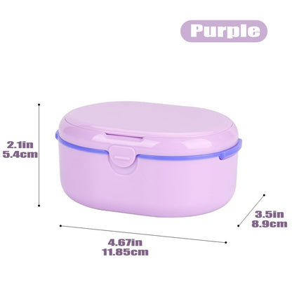 MURRI&MURRDI Retainer Case – Purple Denture Bath Box with Strainer Basket