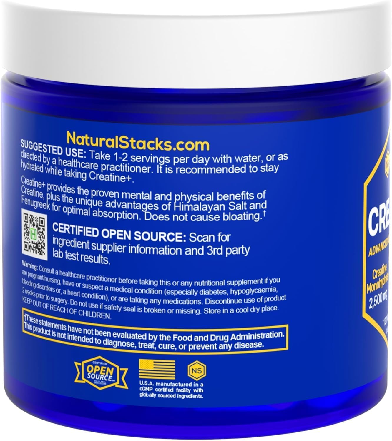 Creatine Monohydrate Pills – 2500mg, Fenugreek 450mg & Himalayan Salt 250mg – 120 Caps