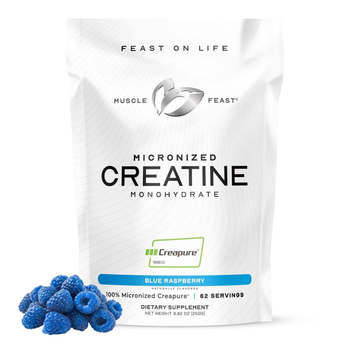 Muscle Feast Creapure Creatine Monohydrate Powder – Blue Raspberry, 250g BritishVita | Premium UK Vitamins & Wellness Supplements