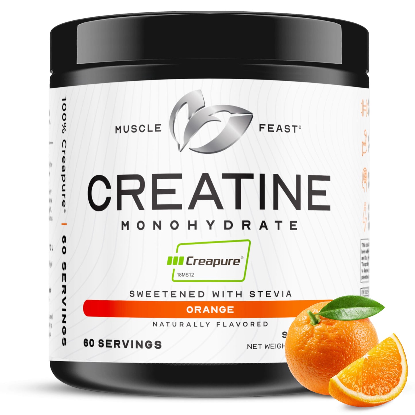 Muscle Feast Creapure Creatine Monohydrate Powder – Natural Orange, 300g | Vegan, Gluten-Free, Easy to Mix