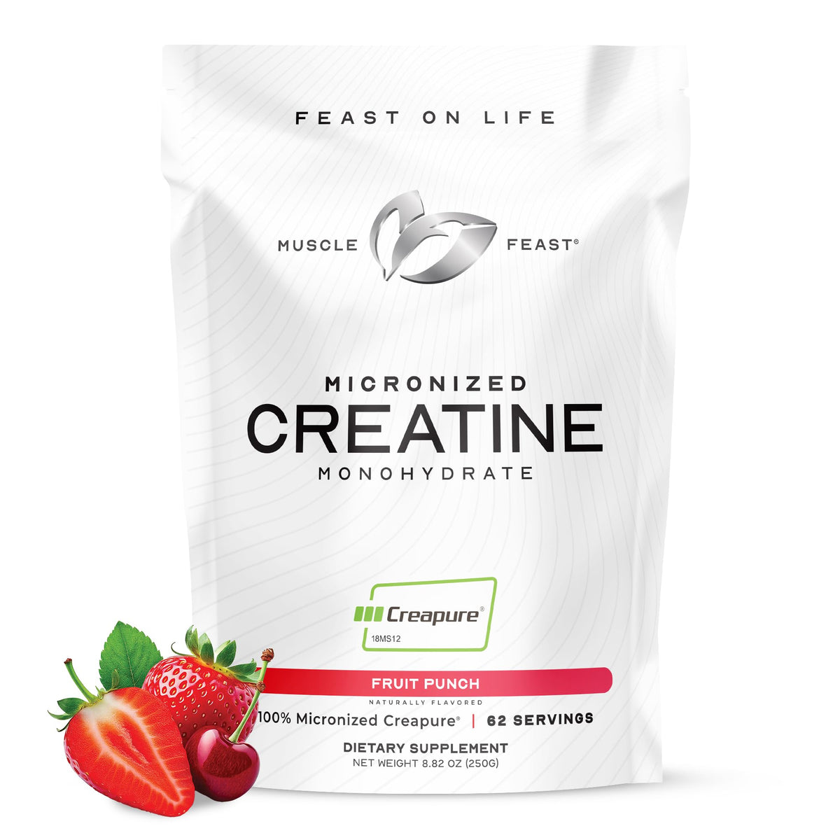 Muscle Feast Creapure Micronized Creatine Monohydrate Powder – Fruit Punch, 250g | Easy Mix, Gluten-Free, Pure German Creatine BritishVita | Premium UK Vitamins & Wellness Supplements
