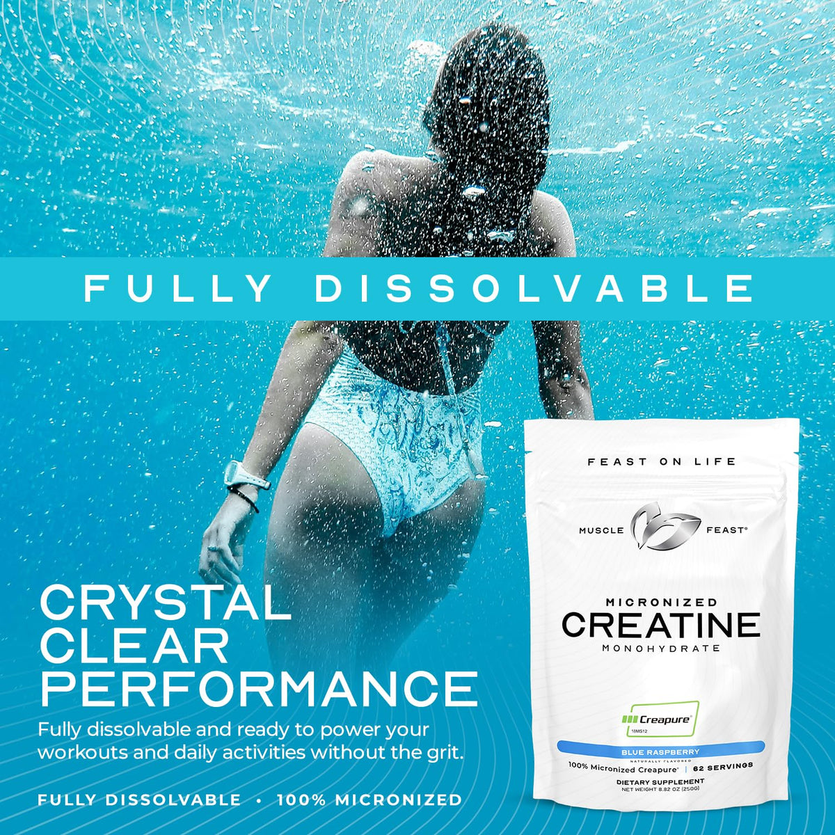 Muscle Feast Creapure Micronized Creatine Monohydrate Powder – Grape, 250g | Easy Mix, Gluten-Free BritishVita | Premium UK Vitamins & Wellness Supplements