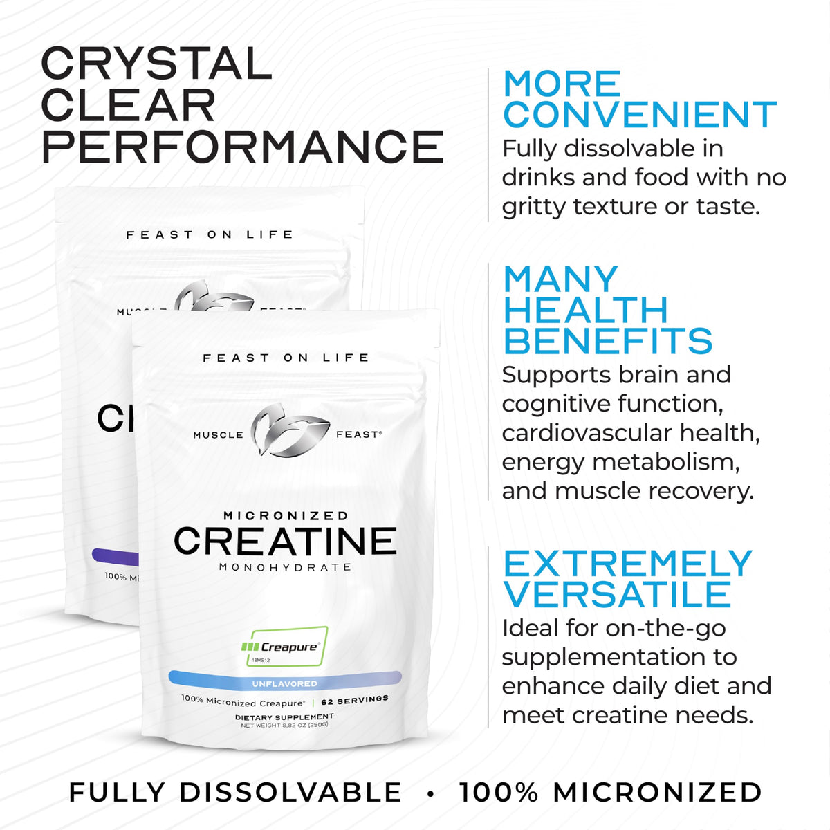 Muscle Feast Creapure Micronized Creatine Monohydrate Powder – Grape, 250g | Easy Mix, Gluten-Free BritishVita | Premium UK Vitamins & Wellness Supplements