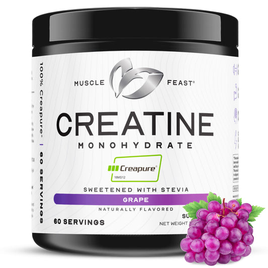 Muscle Feast Creapure Creatine Monohydrate Powder - Natural Grape, 300g, 60 Servings, Vegan Gluten-Free BritishVita | Premium UK Vitamins & Wellness Supplements