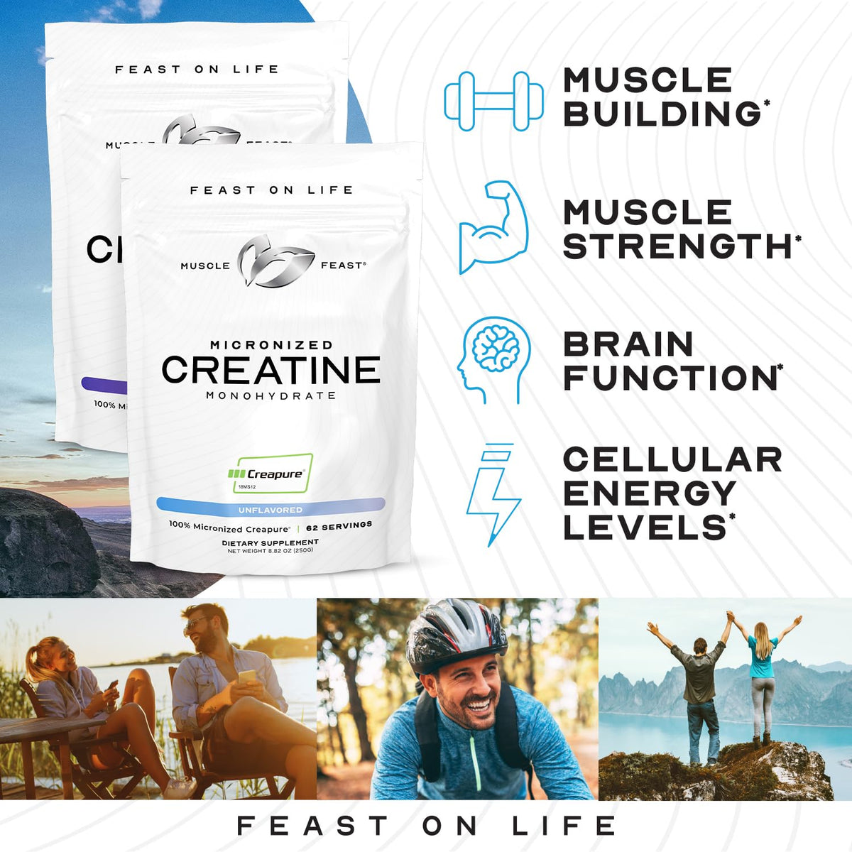 Muscle Feast Creapure Creatine Monohydrate Powder – Blue Raspberry, 250g BritishVita | Premium UK Vitamins & Wellness Supplements