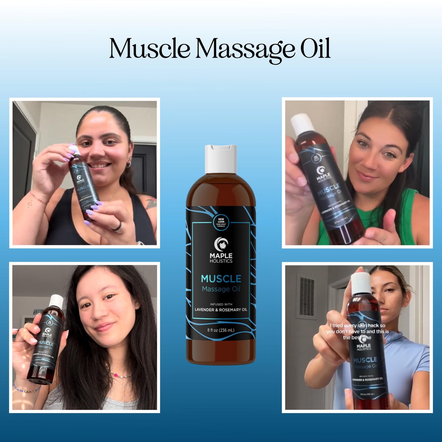 Muscle Massage Oil for Body – Lavender, Lemon & Rosemary (8 Fl Oz)