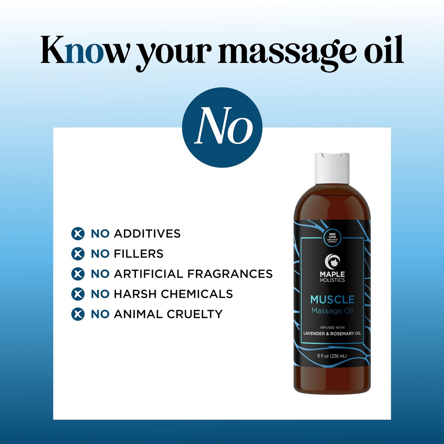 Muscle Massage Oil for Body – Lavender, Lemon & Rosemary (8 Fl Oz)