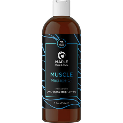 Muscle Massage Oil for Body – Lavender, Lemon & Rosemary (8 Fl Oz)