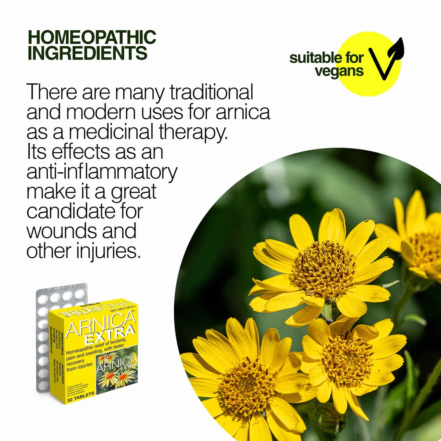 Miers Laboratories Arnica Extra Homeopathic Tablets – Muscle Pain & Aches Relief