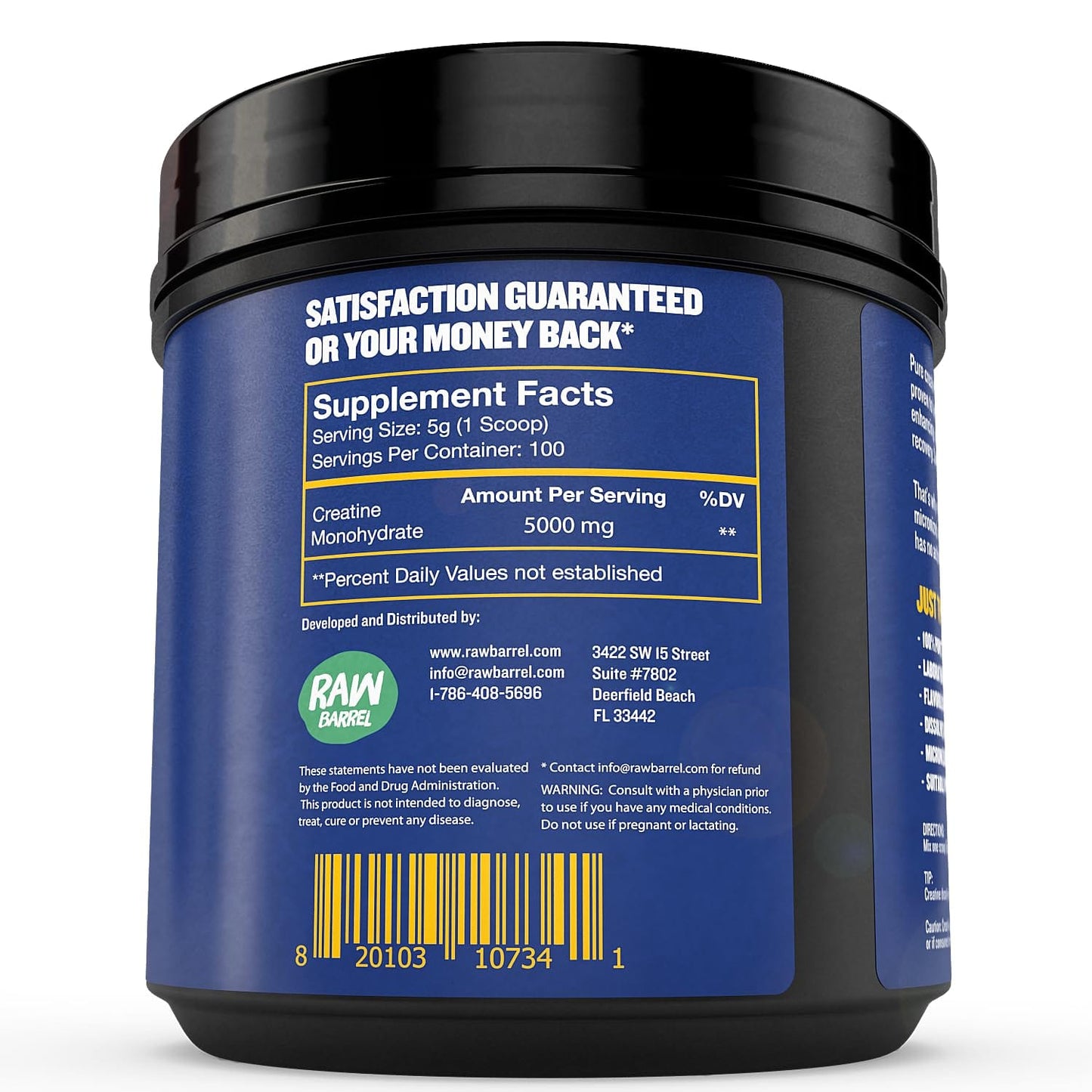 Raw Barrel No Bull Creatine Powder 500g | Monohydrate Creatine for Fast Recovery, Strength & Muscle