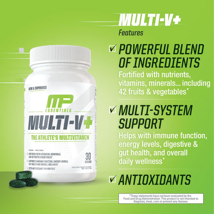 MusclePharm Essentials Multi-V+ Athlete's Multivitamin | Energy, Immunity & Recovery