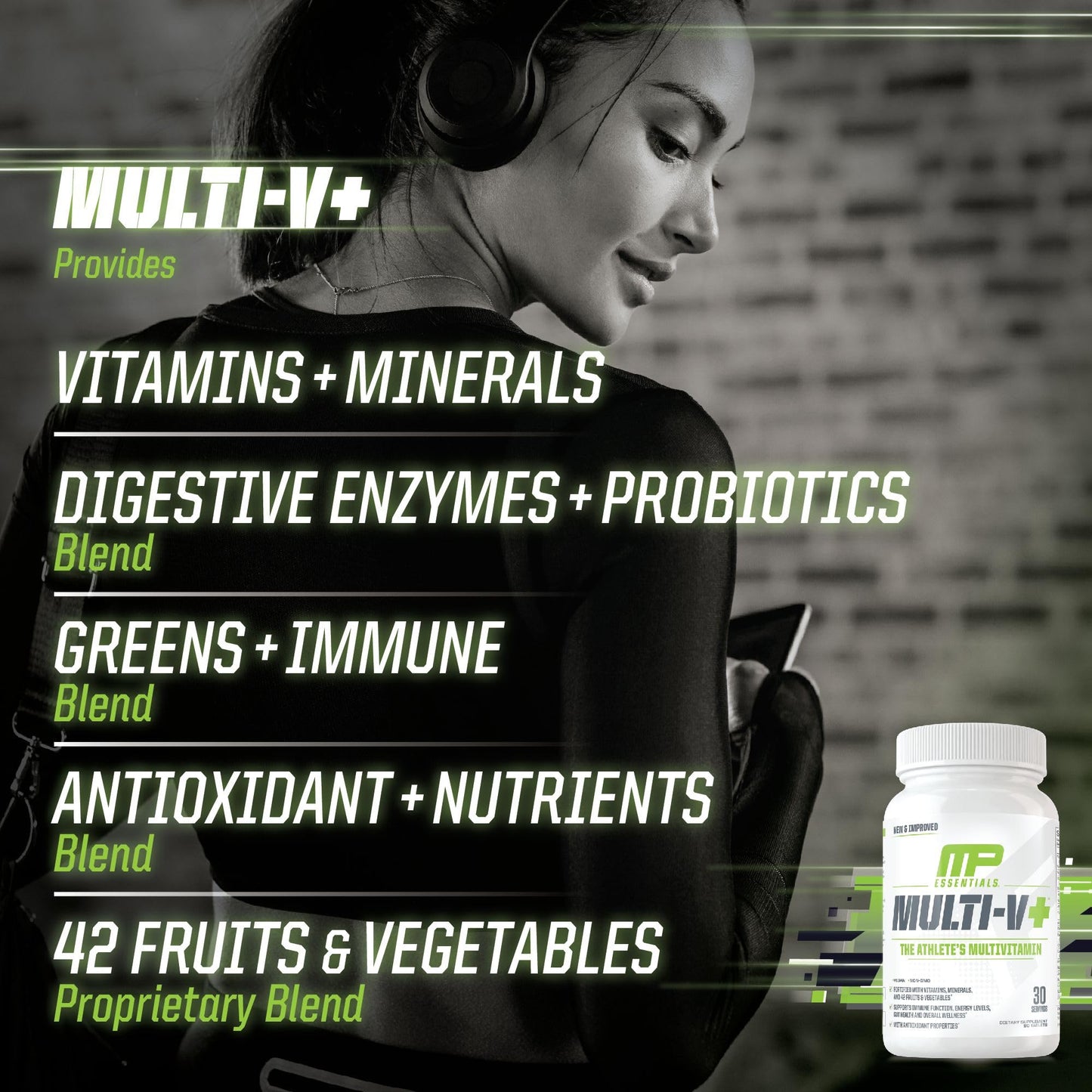 MusclePharm Essentials Multi-V+ Athlete's Multivitamin | Energy, Immunity & Recovery