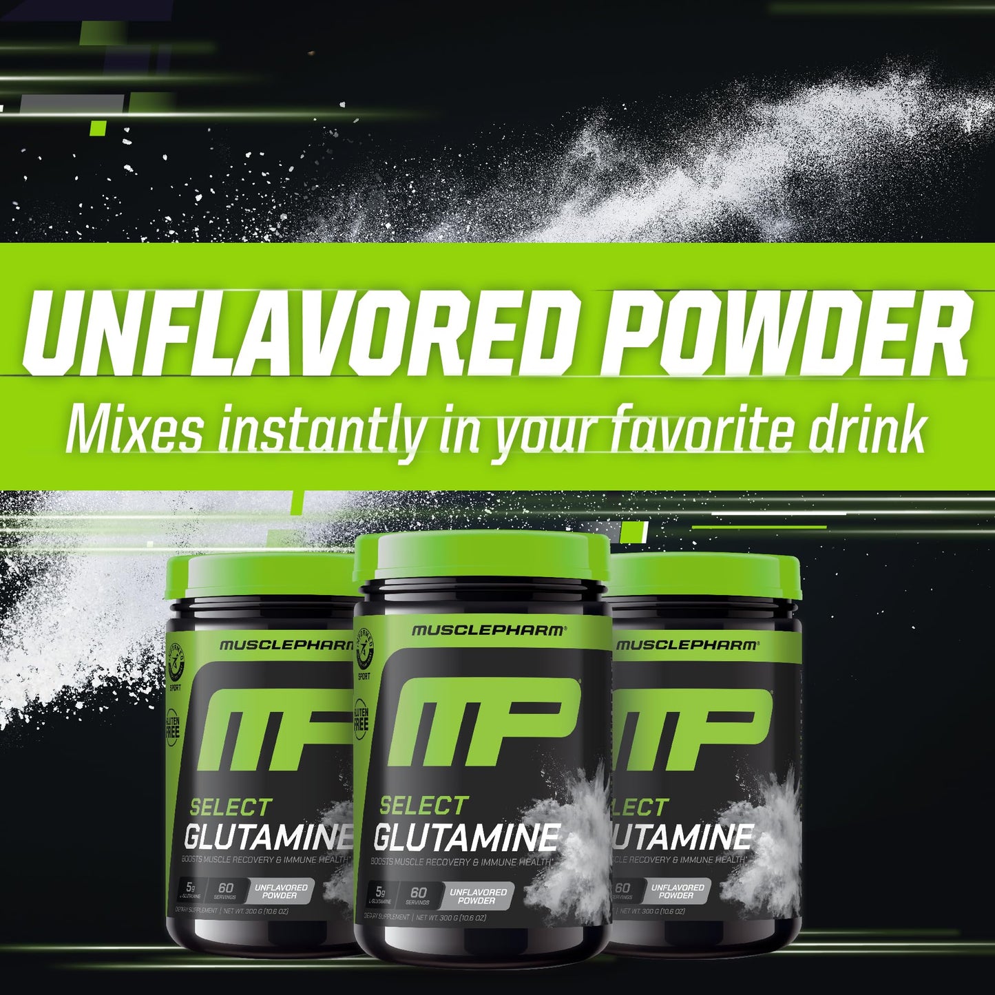 MusclePharm Glutamine Powder – 5g L-Glutamine, 60 Servings, Unflavored